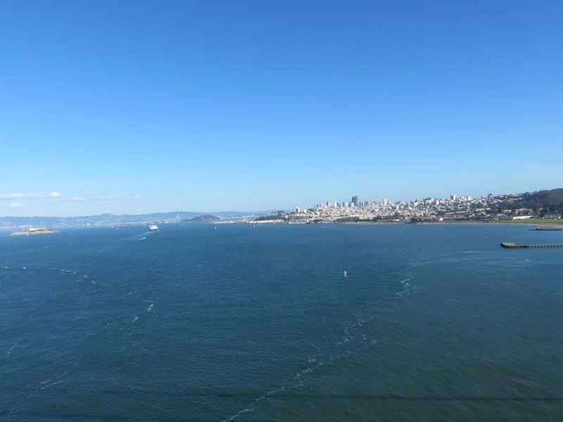 The city and Alcatraz from the bridge
